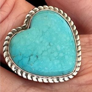 NEW- Native American Navajo Heart Turquoise Sterling Silver Ring Size 9 Signed
